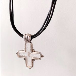 Brighton Silver and Etched Acrylic Cross Necklace